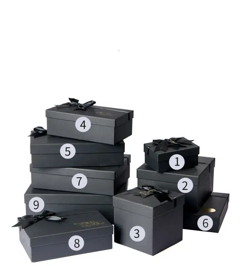 Большие матовые черные подарочные коробки на заказ с крышкой и основанием, роскошные картонные упаковочные коробки с лентой