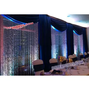 Silver Beads Wedding Decoration Chains Beautiful Backdrop Curtains With Swags Asian Wedding Ceremony Sangeet Stage Backdrops