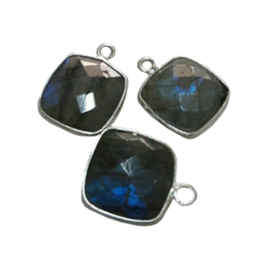 Haute qualité 925 argent Sterling lunette pierres précieuses connecteurs carré coeur forme verre Cabochon résultats de bijoux pour boucles d'oreilles - Product Image 1