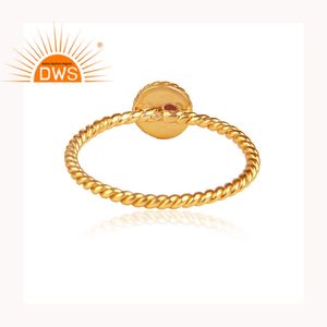 18พันชุบทอง925แหวนเงินเครื่องประดับผู้ค้าส่งสีแดงธรรมชาติโกเมนพลอยแหวนซัพพลายเออร์เครื่องประดับออกแบบใหม่ - Product Image 3