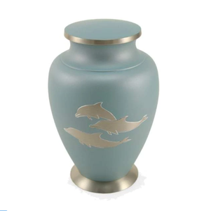 Aria Dolphin-urna de cremación de latón para adultos, sólida, sólida - Product Image 1