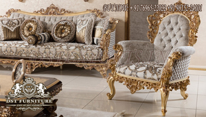 Juego de Sofás de Lujo para Sala de Estar, Estilo Real, Madera Tallada de Alta Gama, Sofá Clásico Europeo con Tallado, Juego de Sala de Estar, Reino Unido - Product Image 2