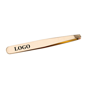 Pince à épiler professionnelle en acier inoxydable en gros Pince à épiler inclinée en or rose Instruments chirurgicaux - Product Image 1