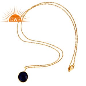 Colgante de Plata de Ley 925 con gema de corindón azul Natural, joyería de plata - Product Image 2