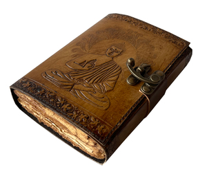 Journal en cuir véritable gaufré de bouddha au fusain antique livre d'ombres fait à la main 200 pages vierges cahier pour hommes et femmes - Product Image 1