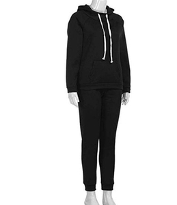Survêtement de sport en velours pour femme noir, ensemble deux pièces, uniforme unisexe, jogging, logo personnalisé, 2021 - Product Image 3