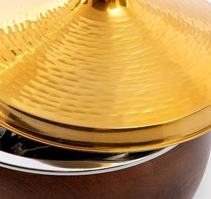 Olla caliente para servir alimentos de madera y metal con la cazuela de forma redonda de la más alta calidad para uso en la cocina - Product Image 2