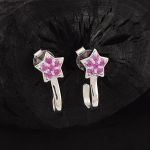 ของแข็ง925เงินสเตอร์ลิงอ้วนดาวชุดสตั๊ดสีชมพูแซฟไฟร์ข้อมือต่างหูหินพลอยกระดุมเครื่องประดับปรับผู้ค้าส่ง - Product Image 2