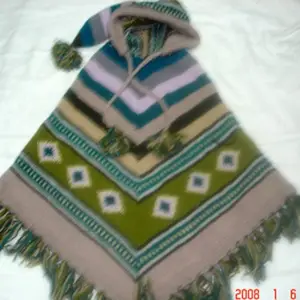 Capa de lana a rayas verdes, tejido