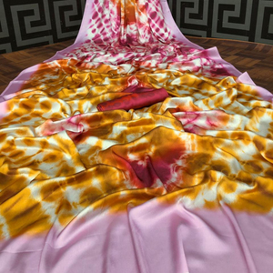 Saree en soie fête porter indien dernier concepteur femmes porter Sari avec chemisier japon Satin crêpe soie tissus doux impression numérique Sari Alphanumero - Product Image 1