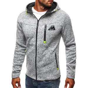 Outwear Männer fallen Zip Up Hoodie Hoody Jacke Sweatshirt Casual Gym Kapuzen mäntel Tops Grau-Schwarz Kapuzen pullover