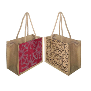 Bolsa de comestibles de yute 2025 de nuevo diseño, bolsa de transporte multiusos de diseñador elegante con cremallera y ASA, bolsas de yute hechas a mano a la venta - Product Image 1