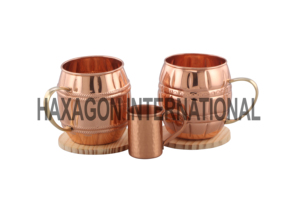 Taza de Cobre Fleur-de-Lis – Jarra de Cobre Cepillado para Cerveza y Moscow Mule con Asa y Base en Latón en Forma de D. - Product Image 6