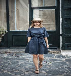 Perfect Holiday Trip Casual Linen Dress with <b>Belt</b> Simply Comfortable & Cozy Linen Dress For Spring Wear 100% Soft Linen Dress - Product Image 1