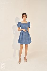 Robe de soirée Sexy pour femme, tenue à col carré, ajustée, évasée, manches courtes bouffantes, été, - Product Image 3