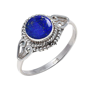 Anillos de latón chapados en plata de diseñador vintage con forma redonda de cristal surtido, joyería bonita, anillo bohemio hecho a mano, joyería al por mayor - Product Image 5