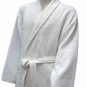 Custom Logo White Cotton <b>Waffle</b> <b>Bathrobe</b> with Woven Techniques Made in Turkey for Home & Hotel Use Fabric for Bathroom - Product Image 3