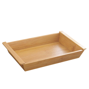 Wholesale 100% Natural Handmade Round Woven Organic <b>Bamboo</b> Tray <b>Bamboo</b> Food Tray With Handle - Product Image 2