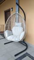 Fauteuil suspendu moderne en forme d'œuf avec structure en acier pour l'extérieur, couleur personnalisable, coussin résistant à l'eau, idéal pour la salle de sport, l'école, le jardin, la terrasse