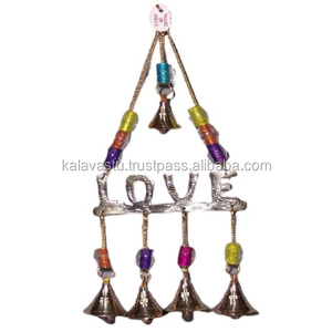 Carillón de viento de campana de latón de amor hecho a mano con cuentas de colores, decoración de Metal para el hogar con regalo de modelo impreso de sonido dulce - Product Image 1
