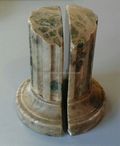 Serre-livres modernes en marbre onyx, cadeaux d'art originaux, forme pilier, carreaux de calcite multicolores, pierre naturelle polie, marbre noir - Product Image 4