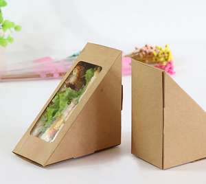 Brown Kraft Paper Sandwich Packing Box With <b>Clear</b> Window - Product Image 4