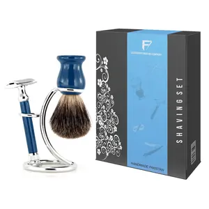 Personalized Classic Creamic Shaving Brush and Razors Accept OEM Makeup Brush Beauty Care Makeup Tools 10 Sets Pure Badger CE