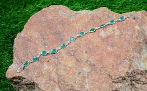 Adjustable 8\" Handmade <b>925</b> <b>Sterling</b> <b>Silver</b> <b>Bracelet</b> Natural Green Onyx Faceted Oval Gemstone Beads Gold Plated Gift - Product Image 3