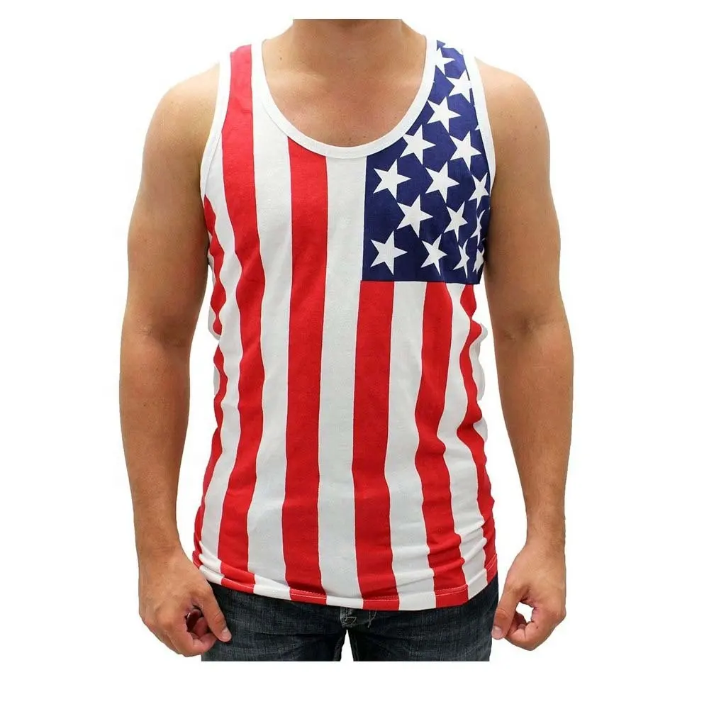 American Flag Sublimation Tank Top Vest Muscle Workout canotte magliette per uomo Athletic Training Gym senza maniche