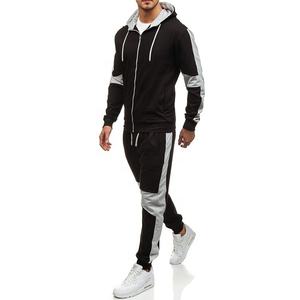 Traje deportivo informal para hombre, chándal de dos piezas con cremallera, sudadera a rayas - Product Image 4