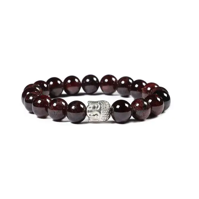 Garnet 7 çakra Charm Hamsa akik bilezik kristal Reiki şifa ve kristal şifa taşı