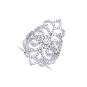 Cocktail Design Shiny Zircon Stone Cluster <b>Ring</b> Turkish Handcrafted Wholesale 925 Sterling Silver Jewelry - Product Image 2