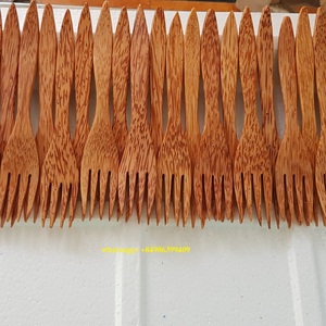 Ensemble de couverts jetables en bois de coco, cuillères et baguettes, marron, fait main, manche personnalisé, ustensile classique écologique du Vietnam - Product Image 5