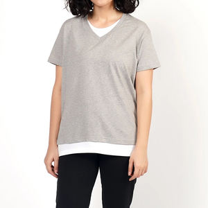 Logotipo personalizado de fabricación de verano con cuello en V de color sólido 180gsm camisetas lisas en blanco - Product Image 1