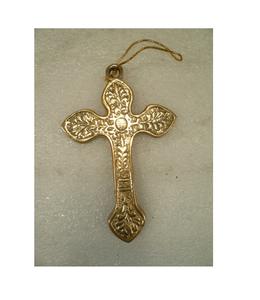 Colgante de joyería de crucifijo cruzado de aluminio dorado para uso decorativo - Product Image 1