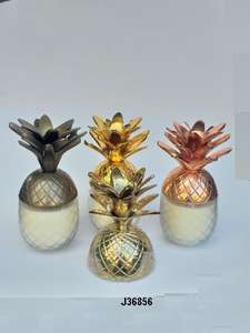 Portavelas de acero y cobre, recipiente de vela con tapa de Metal, en todos los colores, plateado con cera - Product Image 3