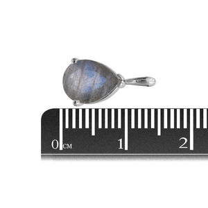 Pendentif Labradorite en forme de poire plaqué argent sterling 14 MM - Product Image 2