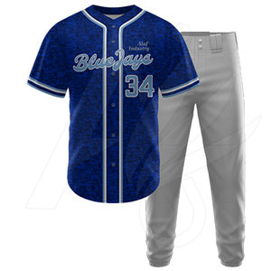 Uniforme de Béisbol Transpirable OEM de Talla Grande con Nombre del Equipo y Logotipos Personalizados Impresos con Transferencia Térmica - Product Image 3