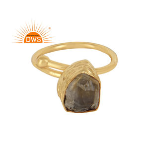 แหวนพลอยซิทรีนหยาบทำด้วยมือแหวนทองเหลืองชุบทองเครื่องประดับแฟชั่นคอลเลกชันขายส่งคลาสสิก - Product Image 1