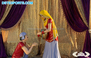 Statues Punjabi FRP pour porte d'entrée de mariage Statues Jatt Jatti en fibre de verre multicolore Statues Punjabi UK - Product Image 4