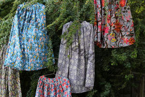 Denim indien en coton grande taille femmes décontracté bohème genou longueur jupe florale été impression numérique chute de taille naturelle - Product Image 3