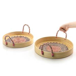 Bandeja de servicio de algas marinas de bambú hilado multicolor de alta calidad, tamaño personalizado, almacenamiento de cocina, bandeja de madera, acrílico de ratán hecho en Vietnam - Product Image 2