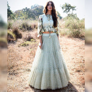 Prix de gros lourd Georgette broderie séquence travail Lehenga Choli avec Dupatta indien et pakistanais mariage vêtement ethnique alphanumero - Product Image 1
