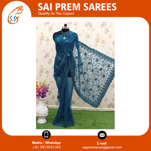 Saree de red suave con blusa para mujer, bordada con estilo y trabajo de piedra completa, precio al por mayor - Product Image 6