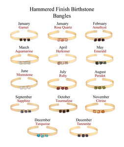 Pulsera de acero inoxidable con diseño de lujo para mujer, brazalete de tanzanita natural Enchapado en oro, piedra de nacimiento, martillo, acabado ajustable - Product Image 2
