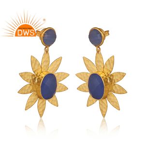 ต่างหูห้อยลายดอกไม้ดีไซน์เนอร์สีทองตุ้มหูแบบห้อยเครื่องประดับแฟชั่นทองเหลืองอินเดียสำหรับเป็นของขวัญสำหรับผู้หญิงคอลเลกชันของเธอ - Product Image 2