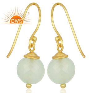 Aqua-gota de Calcedonia para pendientes, proveedor de joyería, nuevo diseño, chapado en oro, pendientes de plata 925, joyería - Product Image 3