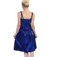 Robe Courte Femme Bleu Glamour Col V Vintage Décontractée en Mousseline de Soie Viscose Unie Printemps Ample Perlée Drapée avec Détails Perforés Service OEM