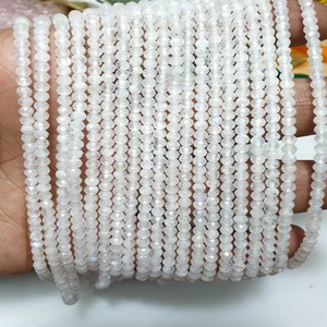 Natural White Moonstone <b>Beads</b> Faceted Rondelle <b>Beads</b> for Jewelry Making <b>Direct</b> From Factory 4MM 13'' - Product Image 1