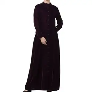 Original Quality Best Design Women Long Sleeve Velvet Islamic Abaya Muslim Kaftan O Neck Long Dress manufactures in India